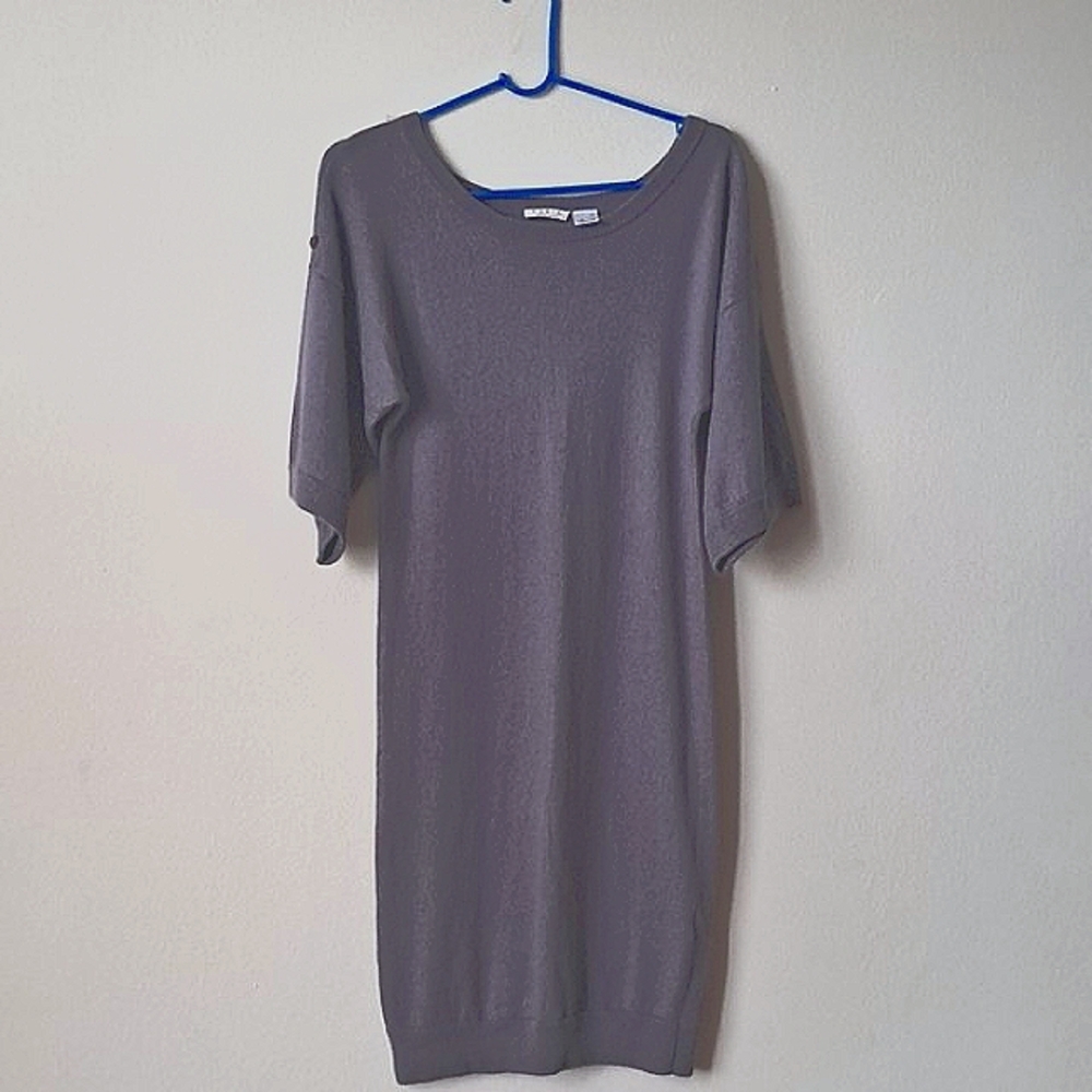 EDEIS LONG TOP SWEATER PURPLE USA 6/8 SHORT SLEEVE ROUND NECK